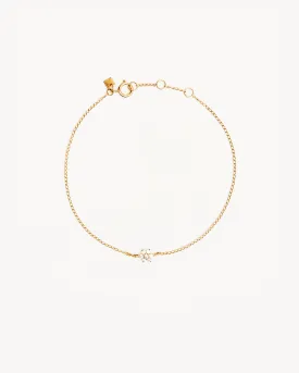 14k Solid Gold Crystal Lotus Flower Bracelet