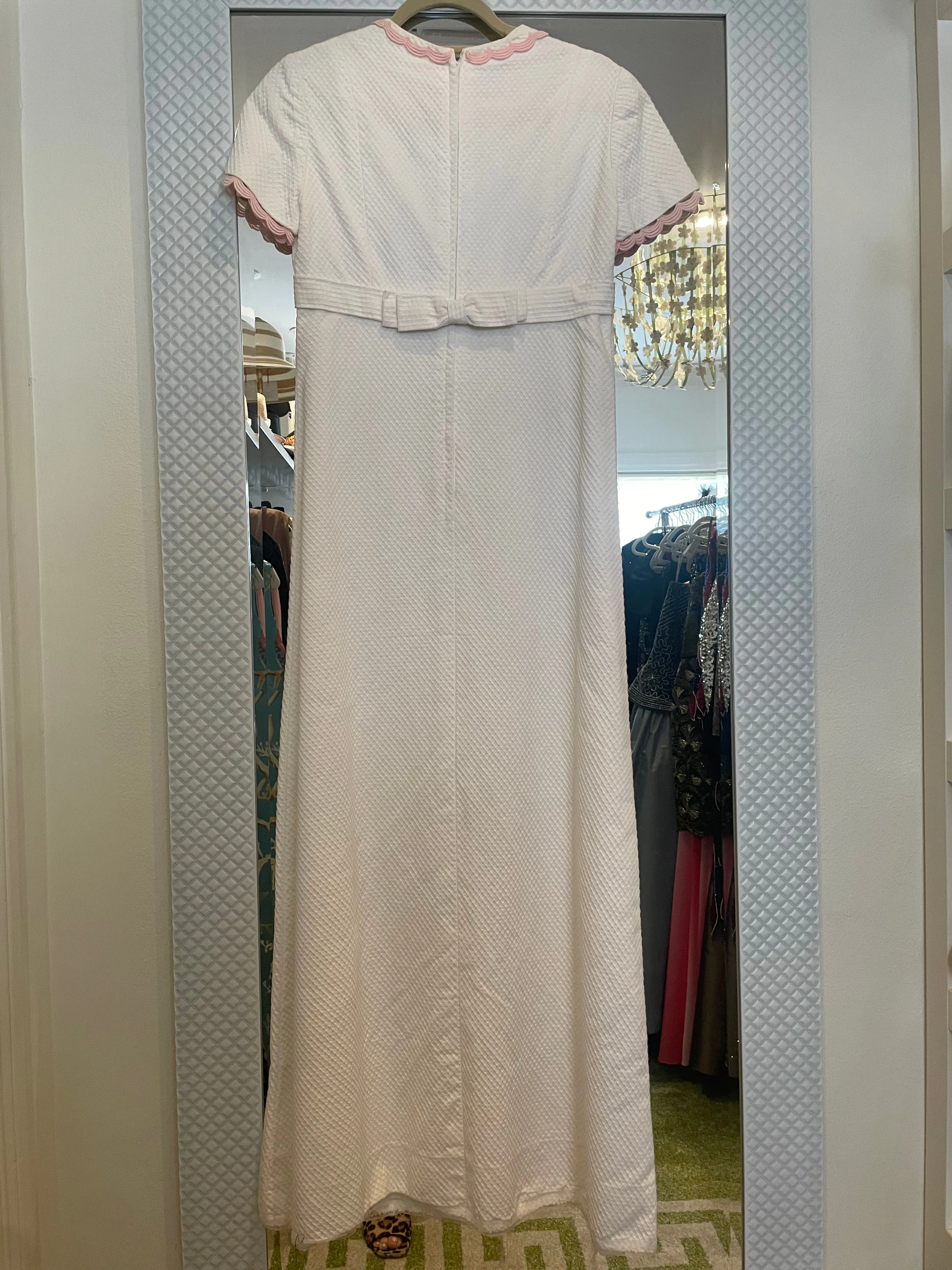 1970's White Pique Cotton, Short-sleeved Dress