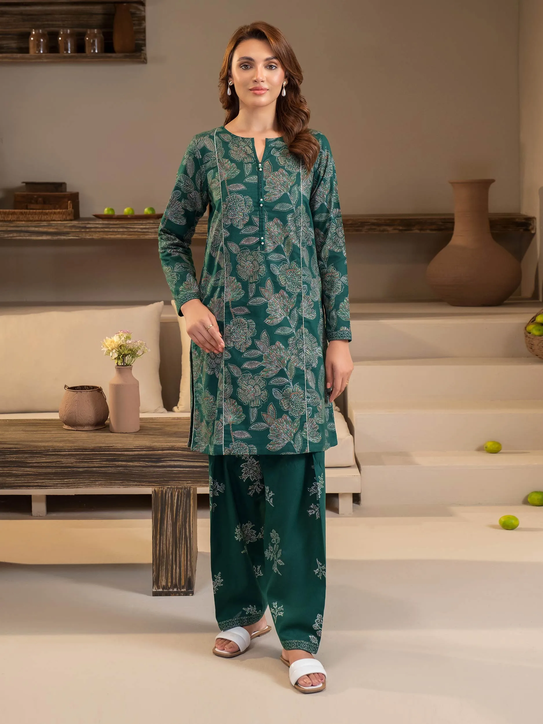 2 Piece Khaddar Suit-Paste Print (Unstitched)