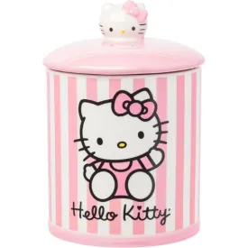 8" Hello Kitty Script Logo Pink Stripes Ceramic Canister