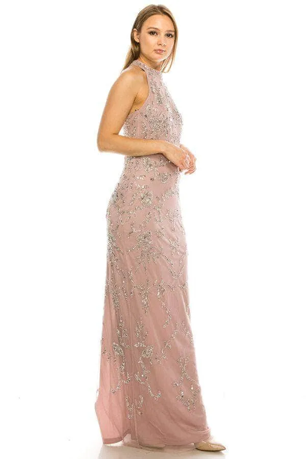 Elegant Adrianna Papell Halter Neck Evening Gown AP1E204944