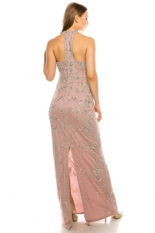 Elegant Adrianna Papell Halter Neck Evening Gown AP1E204944