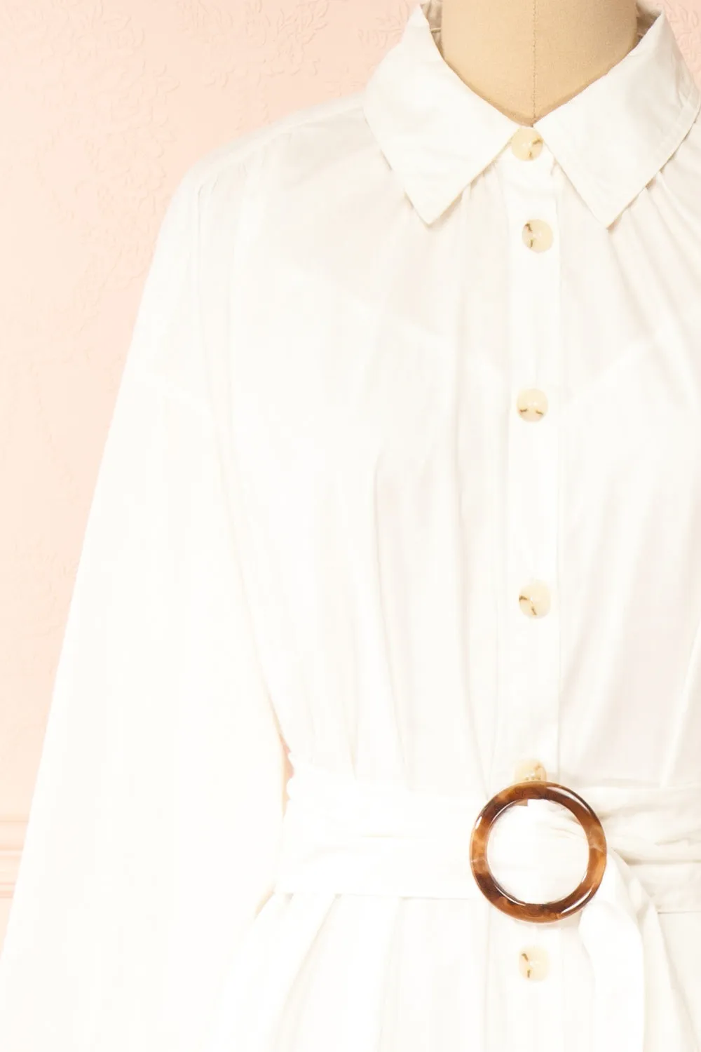 Alanna | Long White Shirt Dress w/ Belt