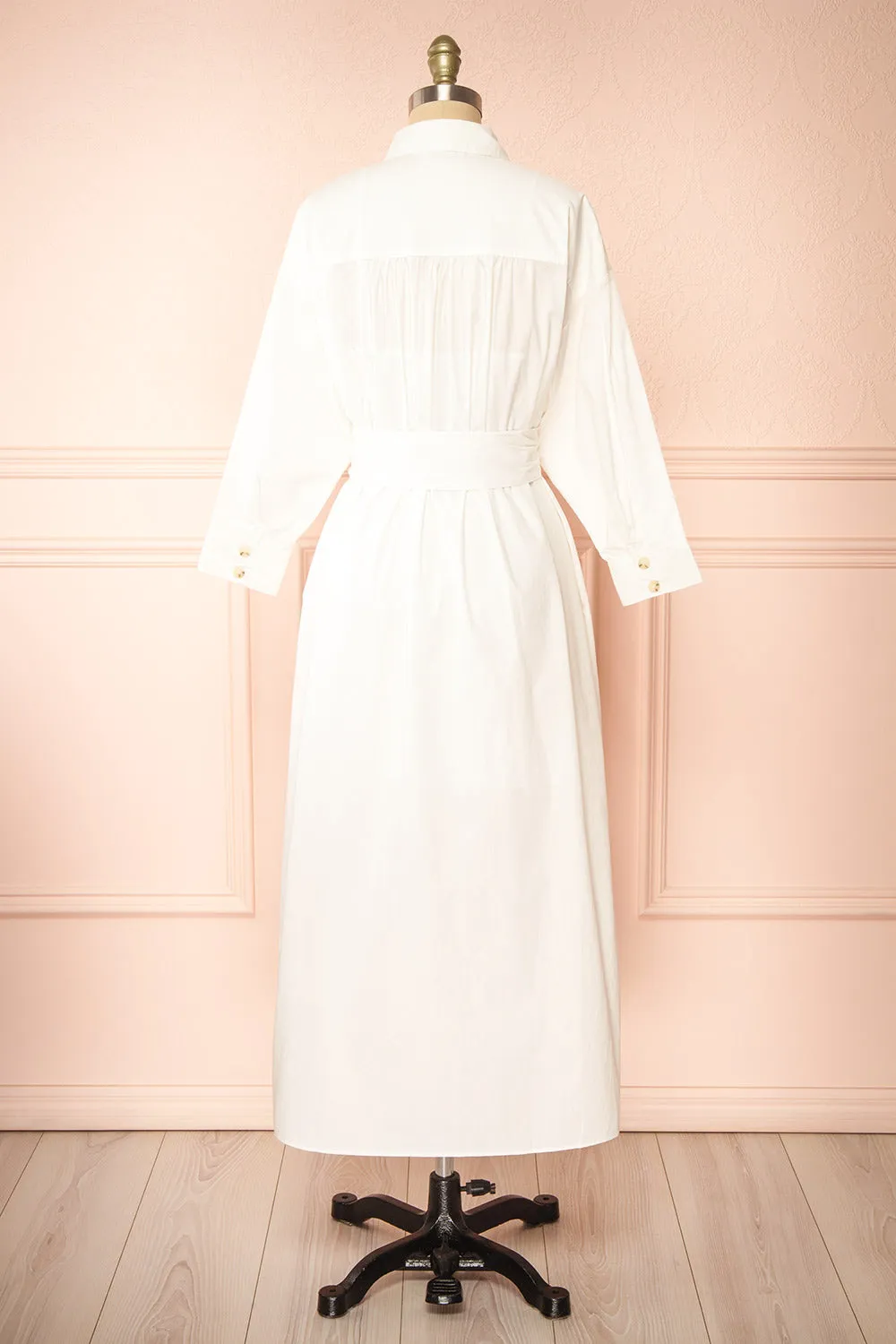 Alanna | Long White Shirt Dress w/ Belt