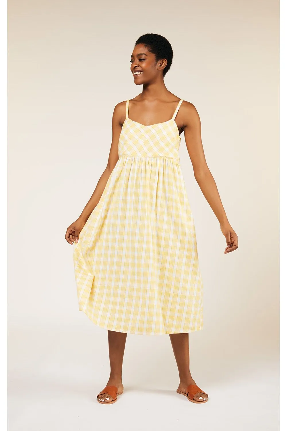 Annabel Dress in Yellow Check