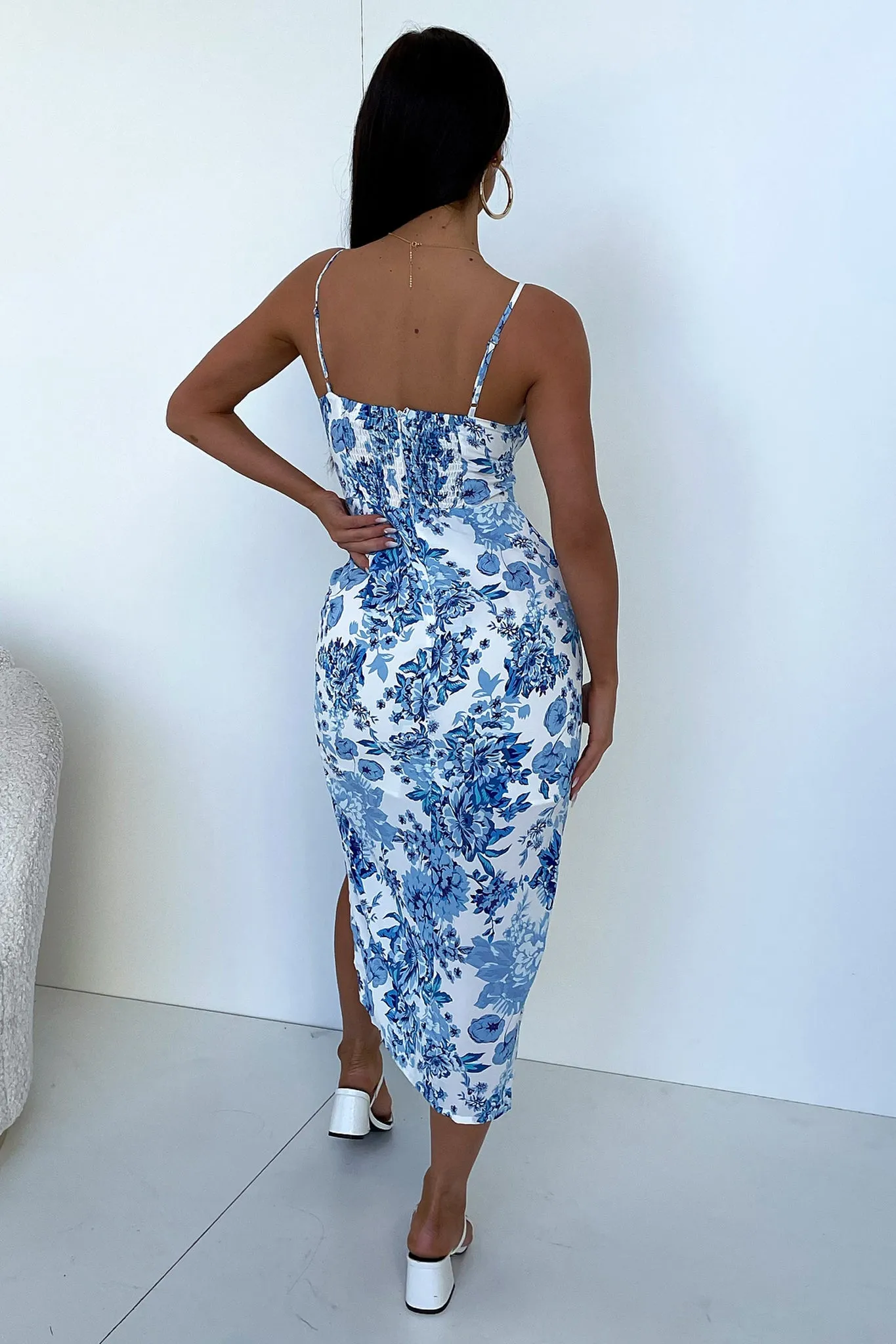 Astra Midi Dress - Blue Floral