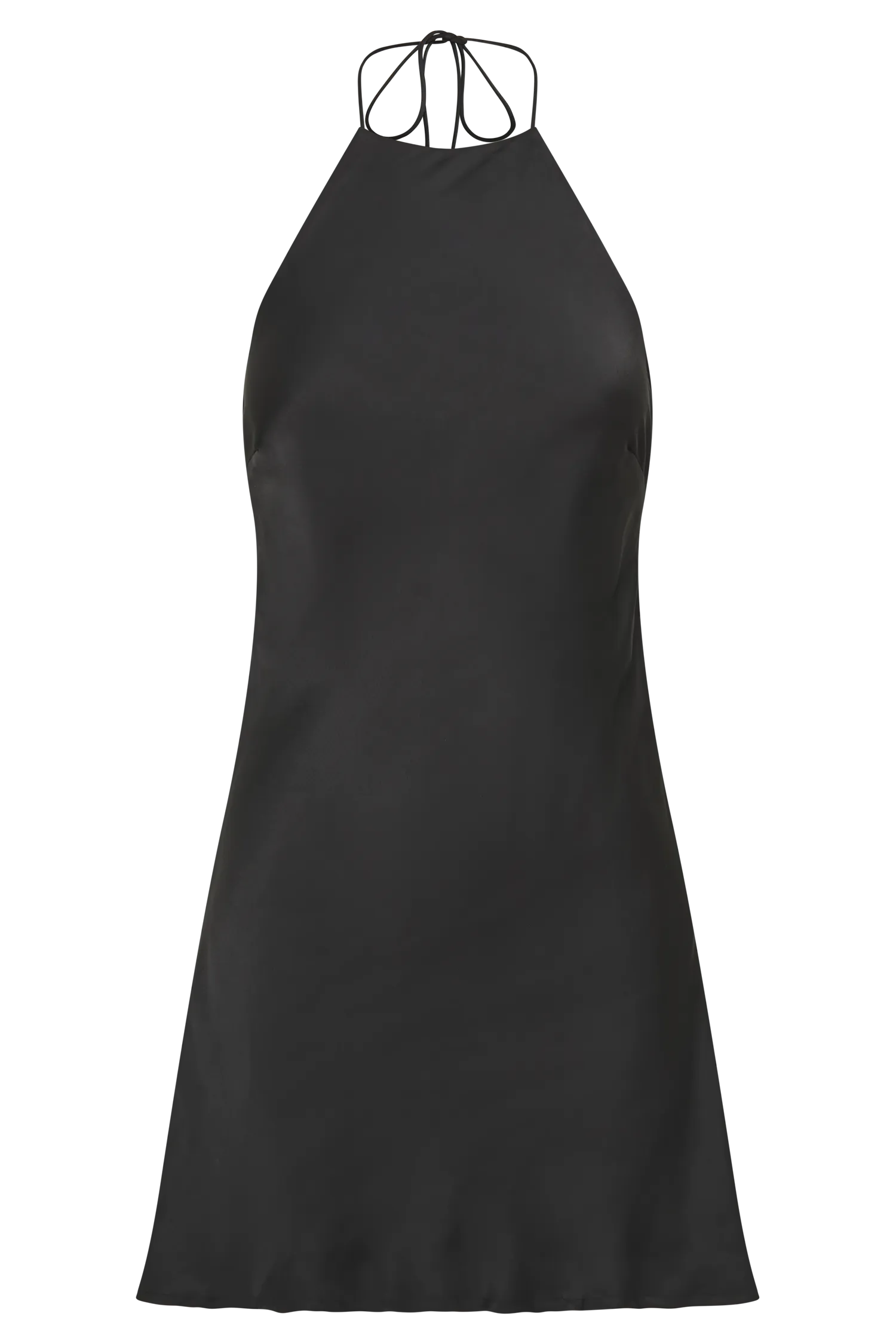 Atlas Satin Bow Mini Dress - Black