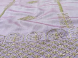 Baby Pink & Golden Traditional Embroidered Taffeta Silk Fabric