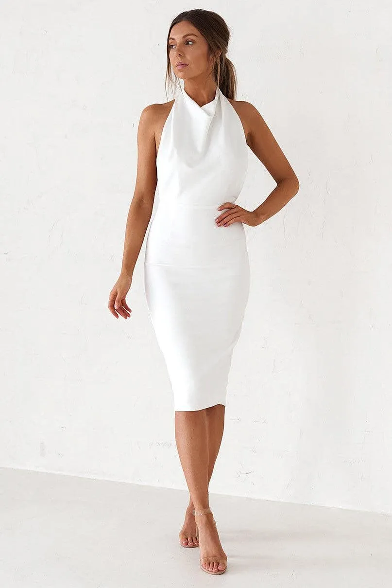 Backless Midi Dress - White