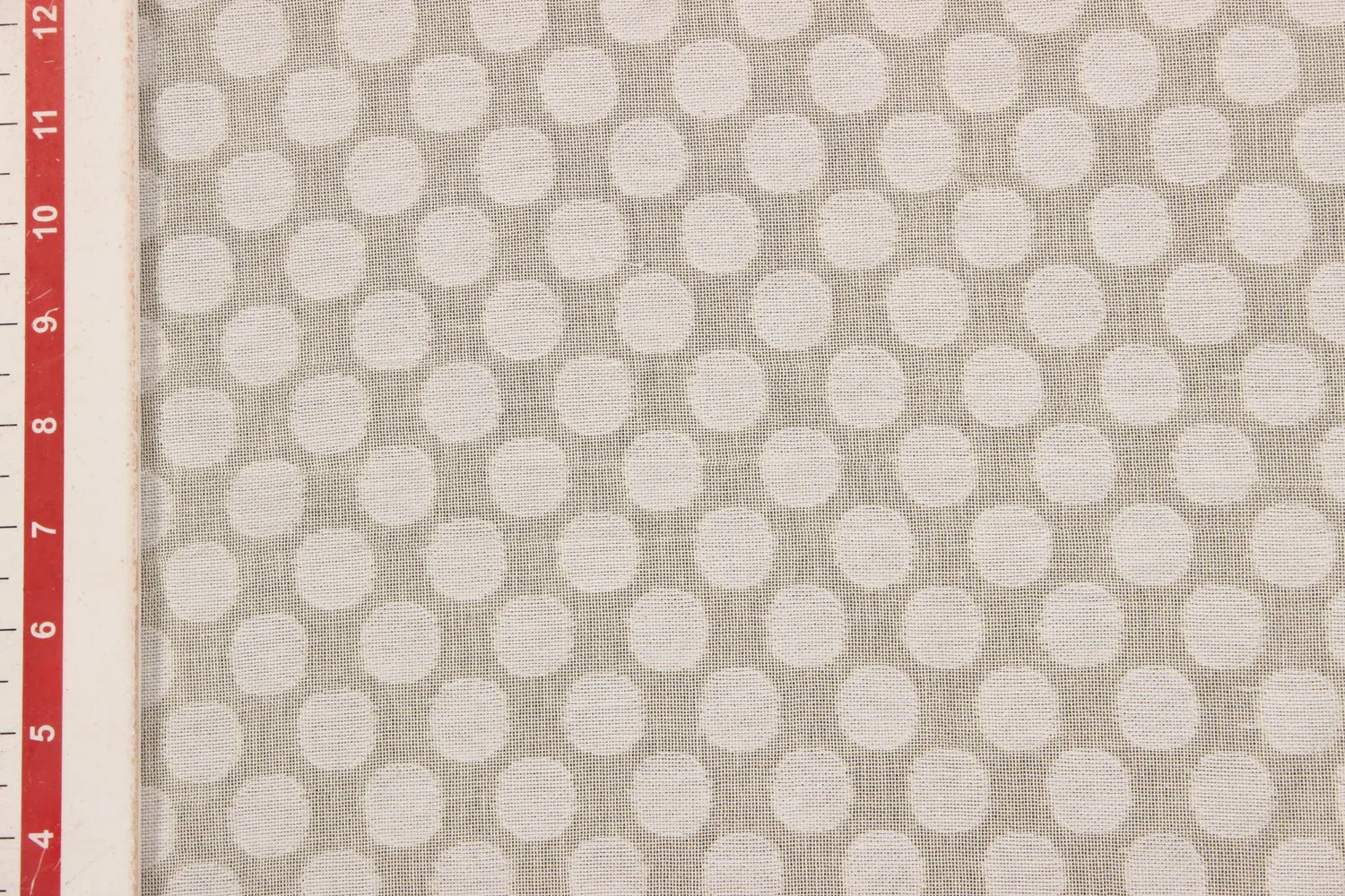 Beige & White Polka Dots Cotton Jacquard Fabric