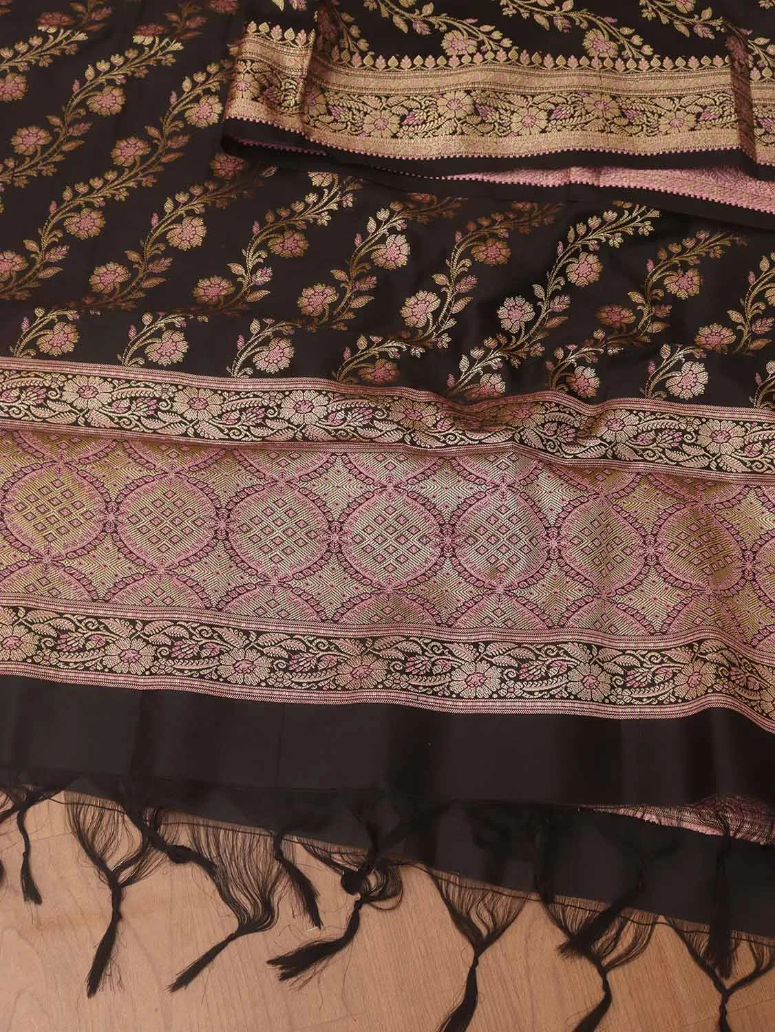 Black Banarasi Silk Meenakari Dupatta