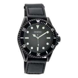 Black OOZOO watch with black velcro strap - C11012