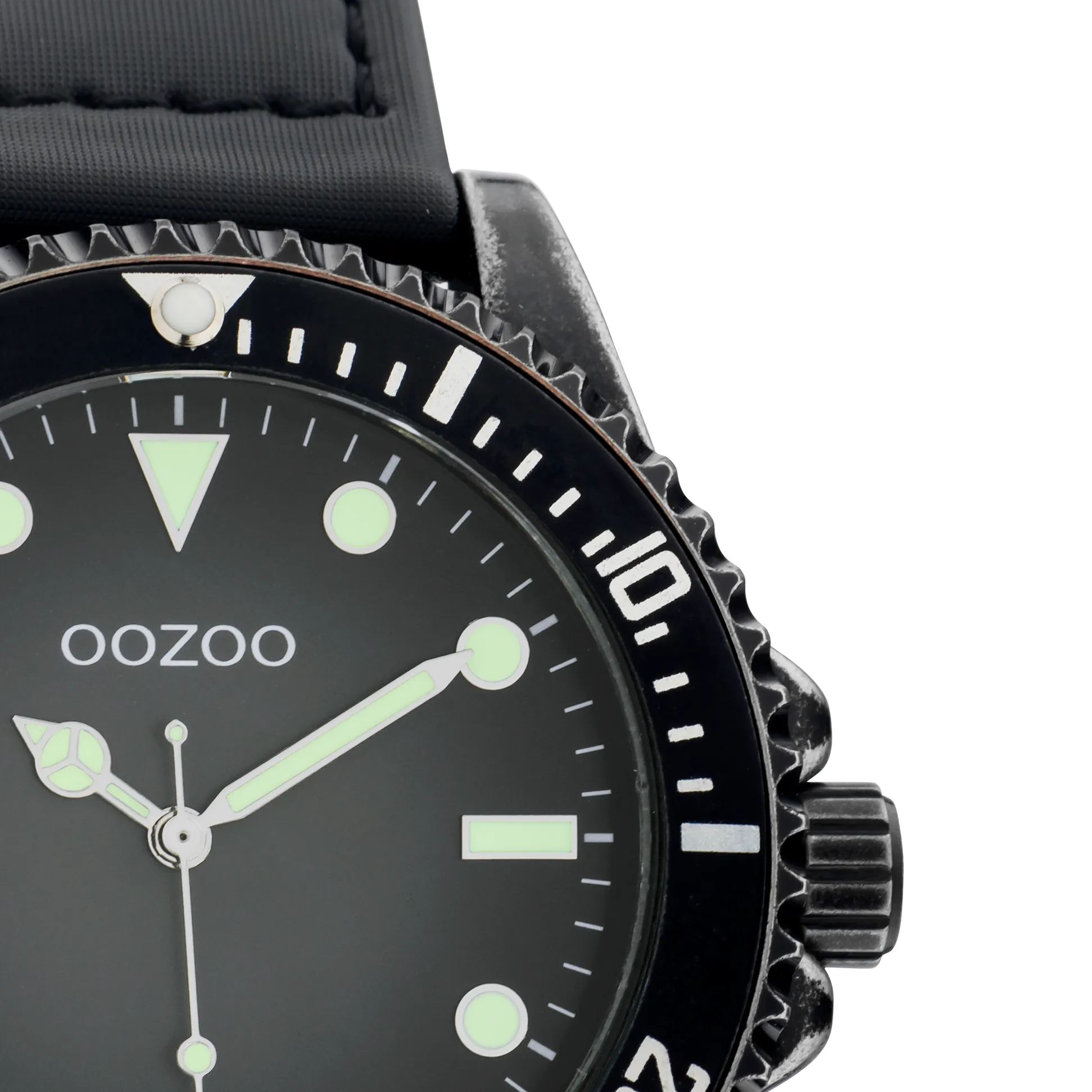 Black OOZOO watch with black velcro strap - C11012