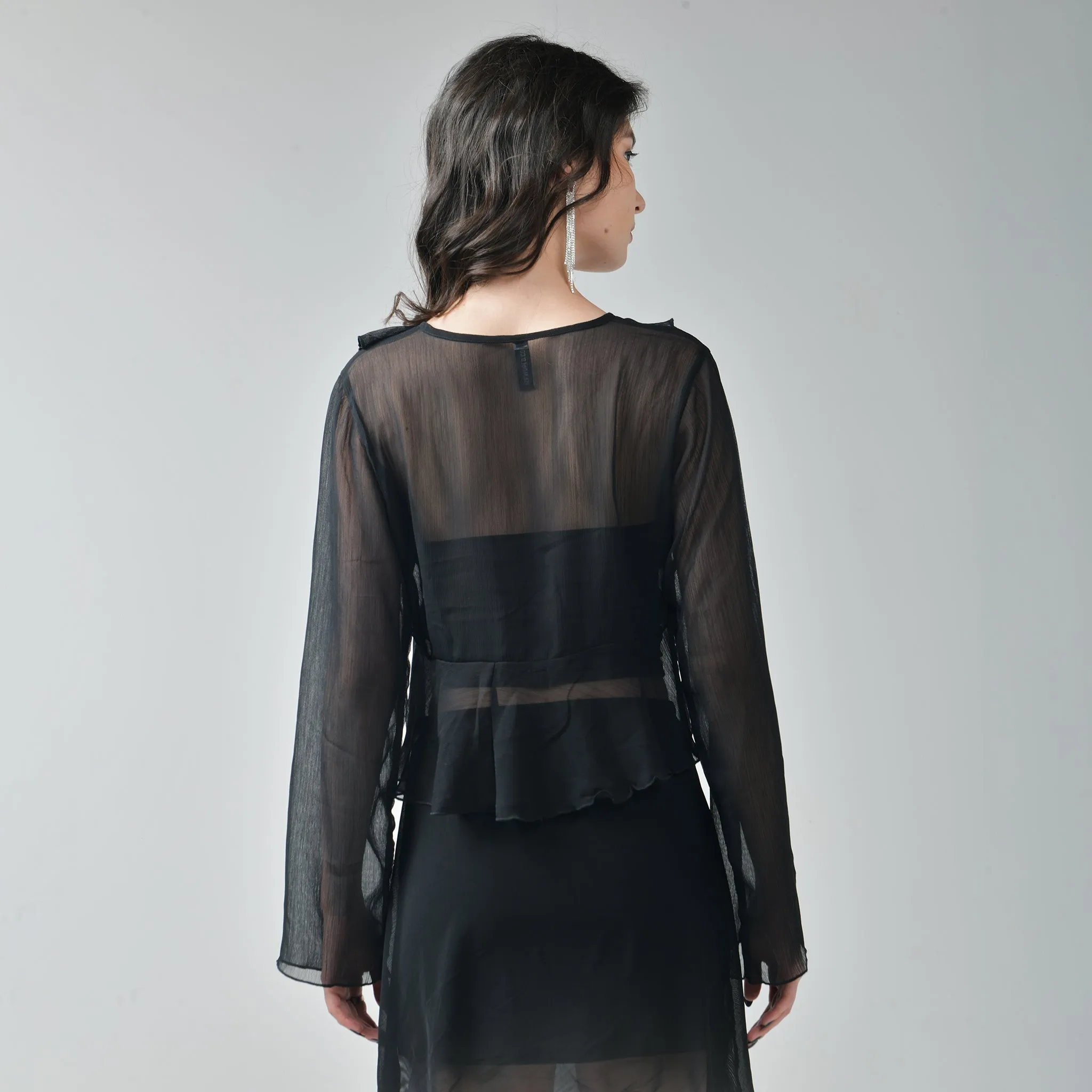 Optimized: Stylish Black Ruffle Shrug