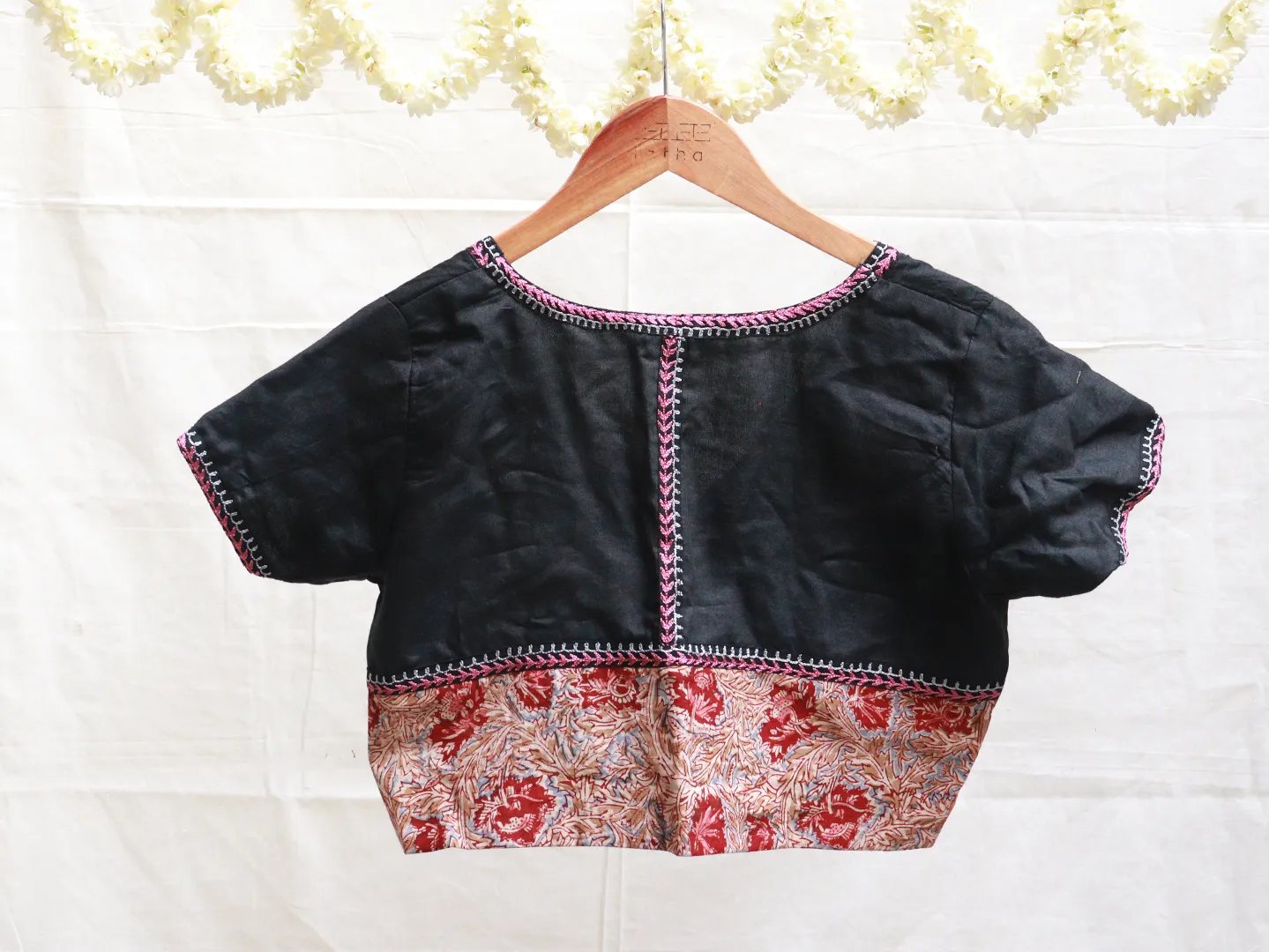 Black tussar Hand embroidery blouse