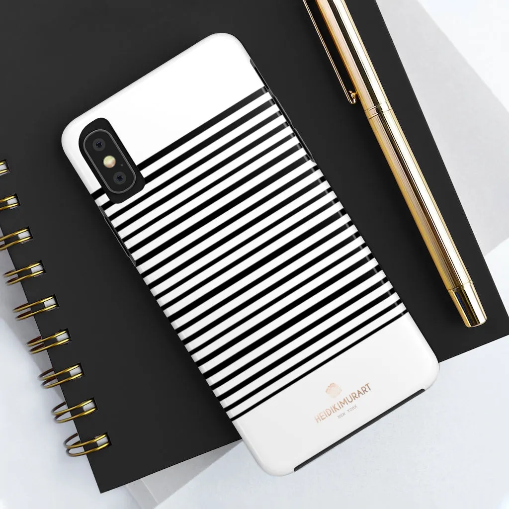 Black White Striped iPhone Case, Modern Case Mate Tough Samsung Galaxy Phone Cases