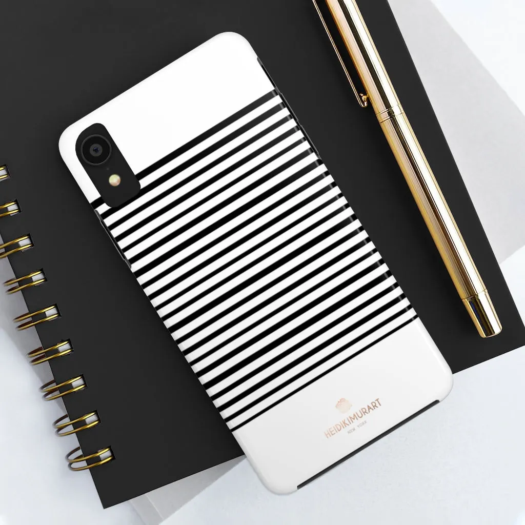 Black White Striped iPhone Case, Modern Case Mate Tough Samsung Galaxy Phone Cases