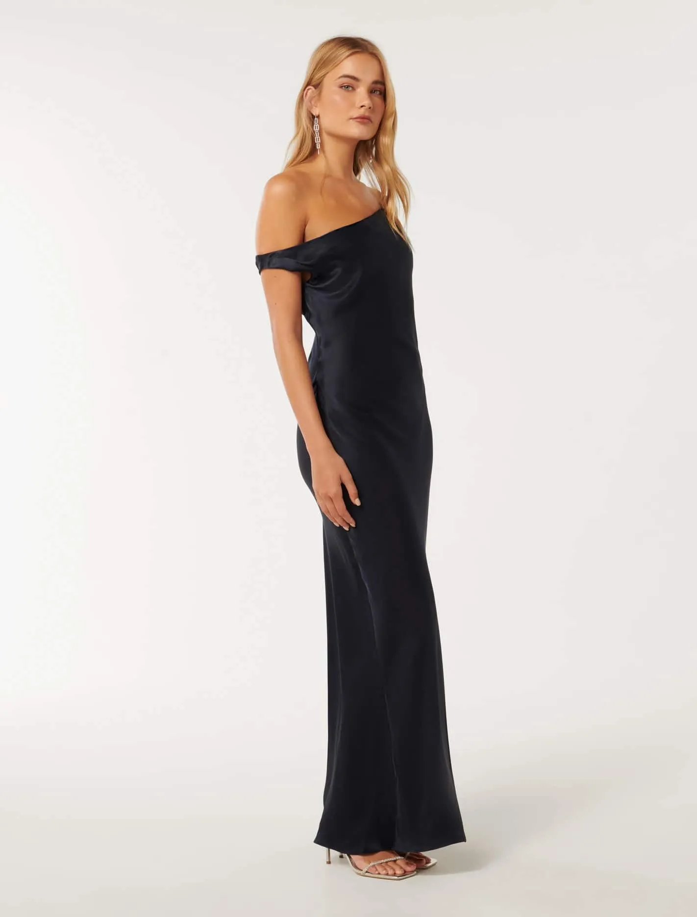 Blake Satin Tipped Shoulder Maxi Dress