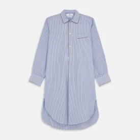 Blue and Navy Halo Stripe Cotton Sussex Nightshirt