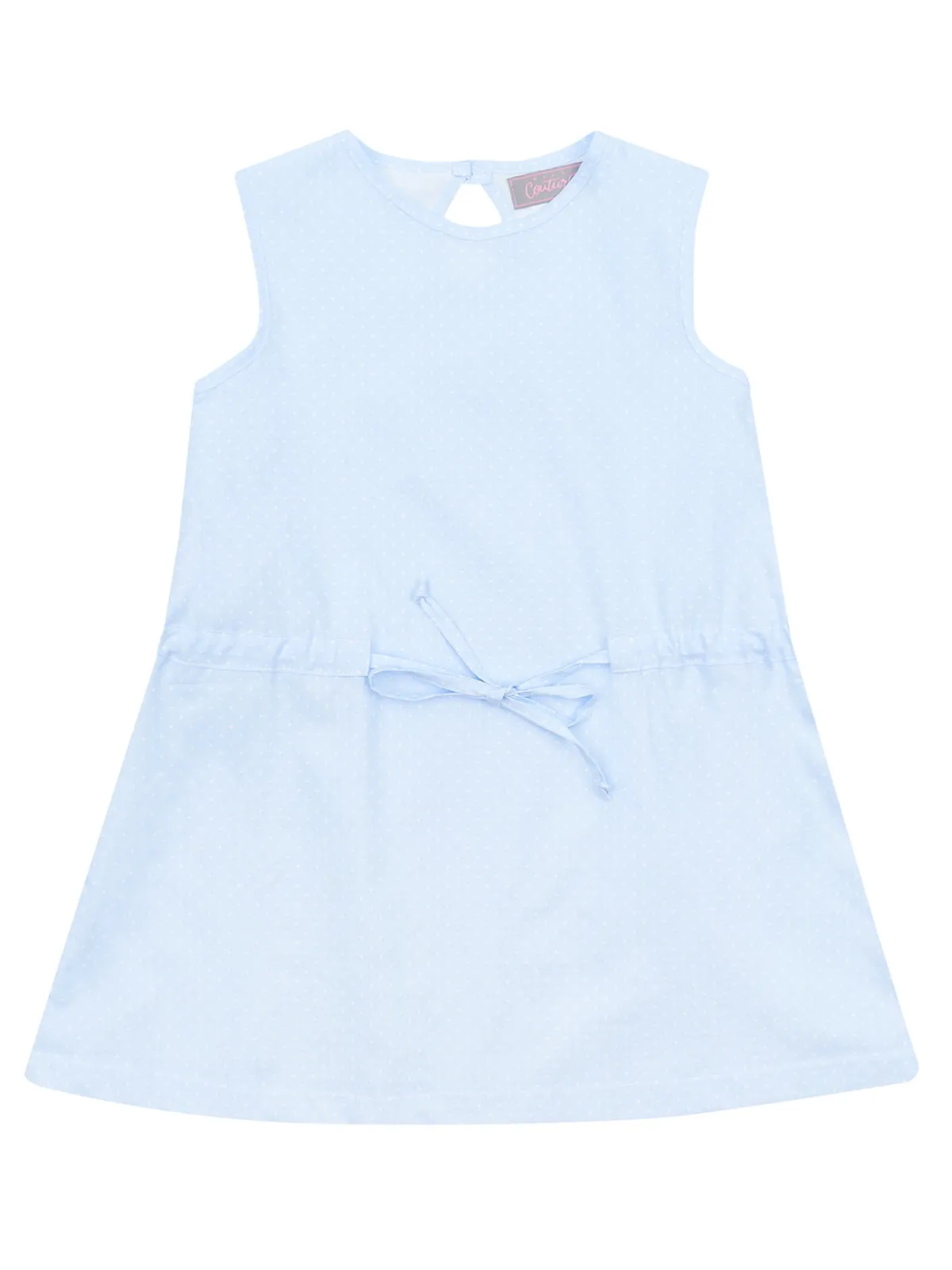 Blue Polka Dot Drawstring Dress by Kids Couture