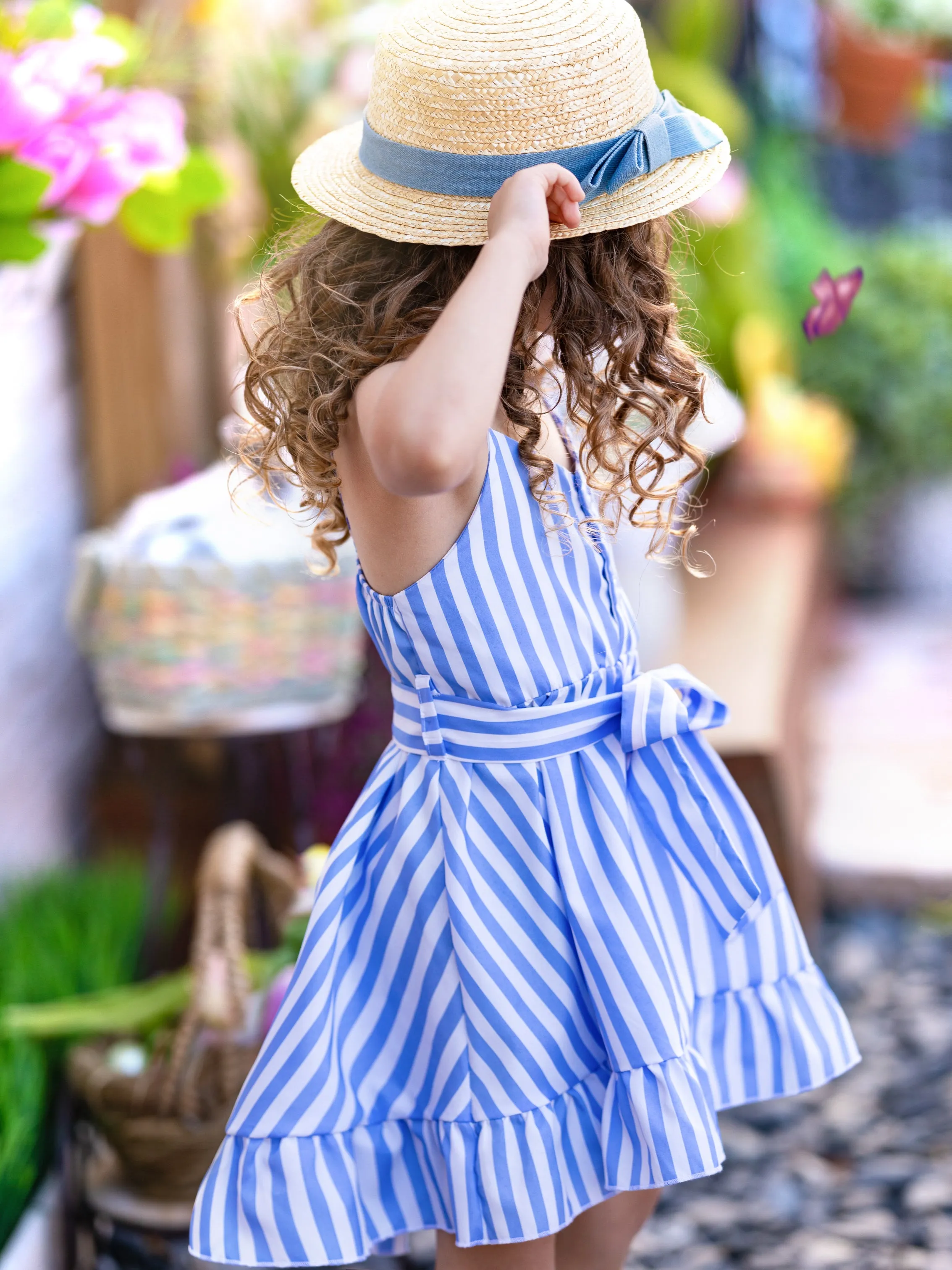 Bluetiful Stripes Ruffle Hem Dress