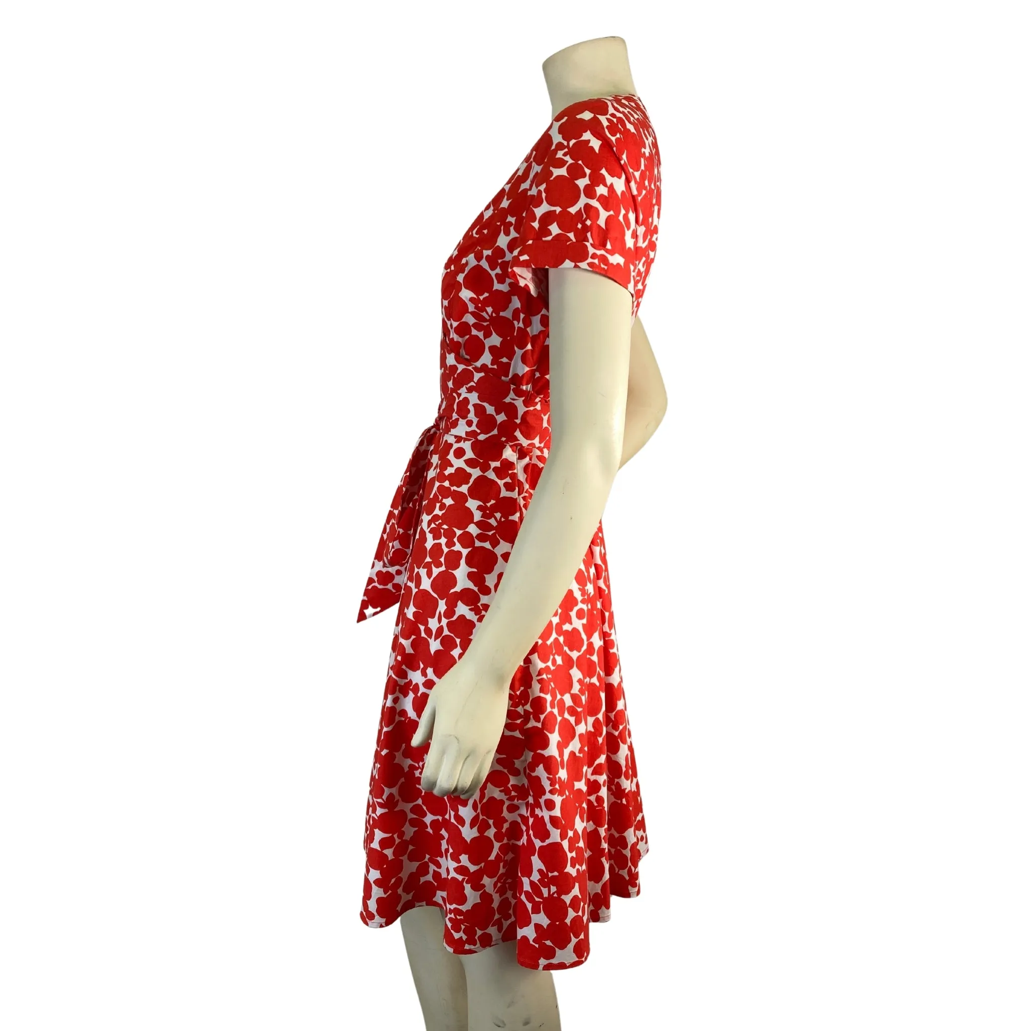 Boden White and Red Wrap Dress