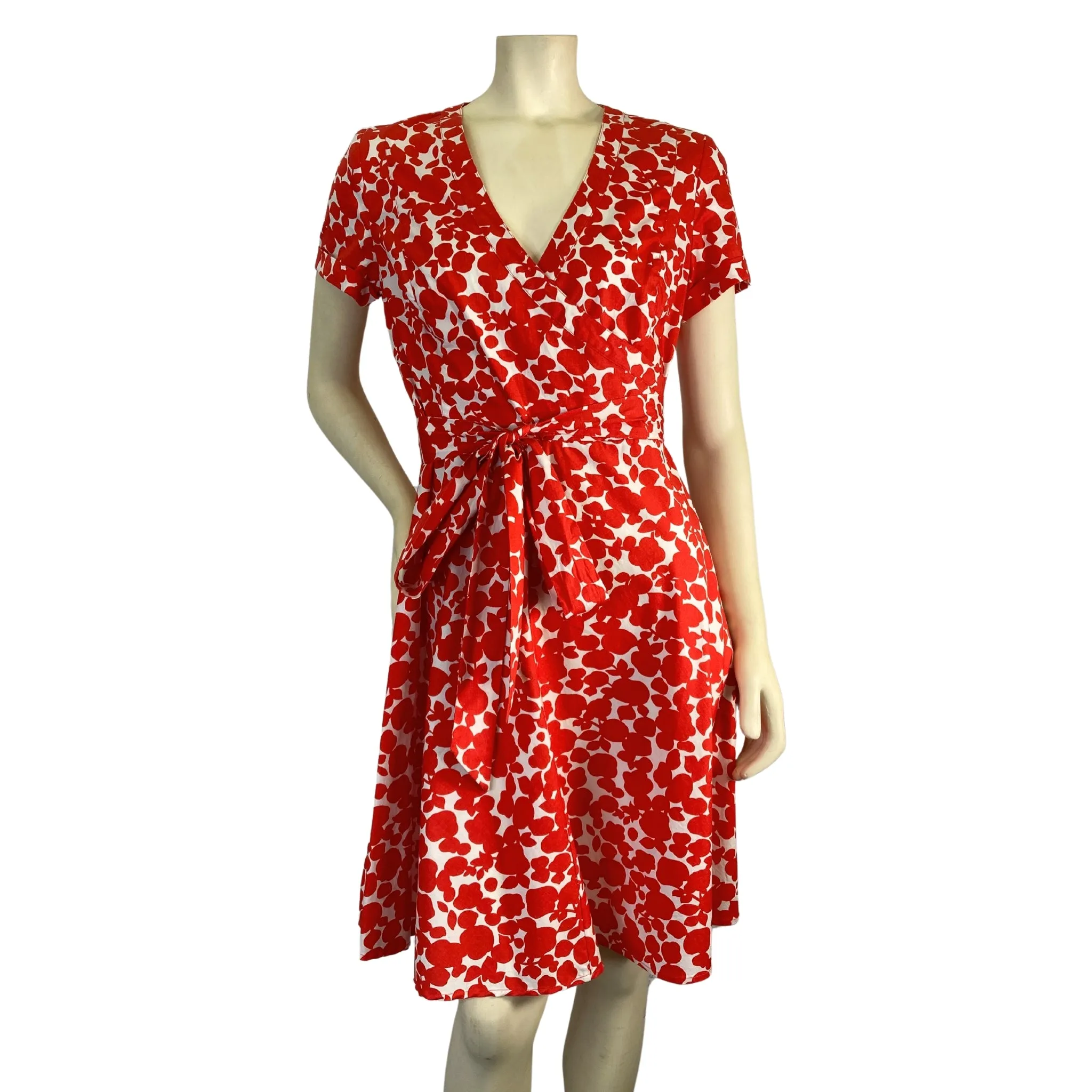 Boden White and Red Wrap Dress