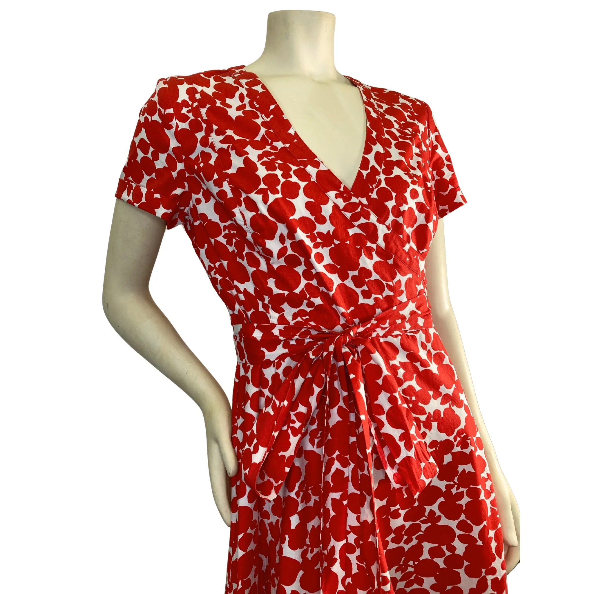 Boden White and Red Wrap Dress