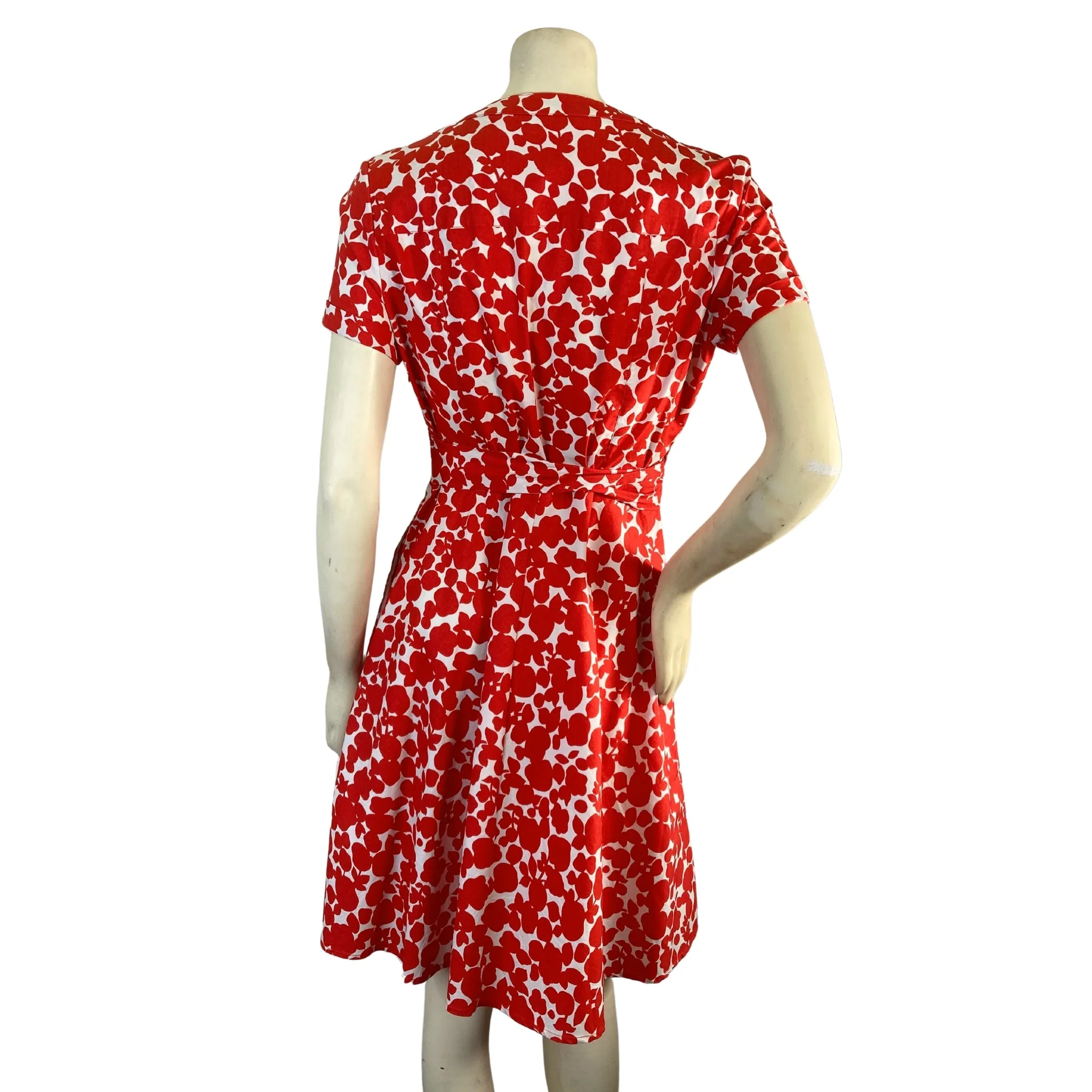 Boden White and Red Wrap Dress