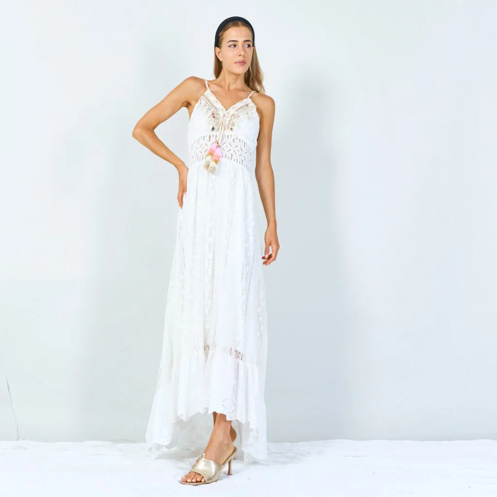 Boho embellished lace maxi dress wholesale