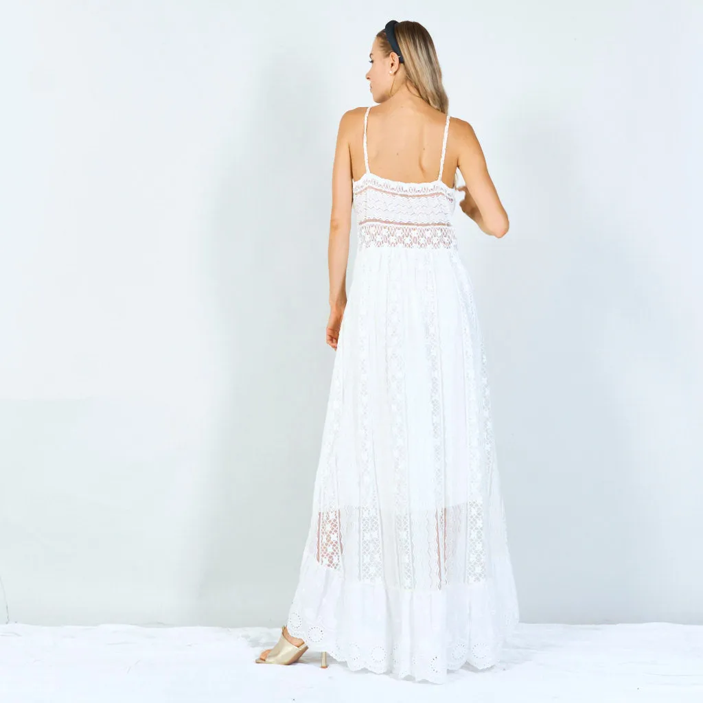 Boho embellished lace maxi dress wholesale