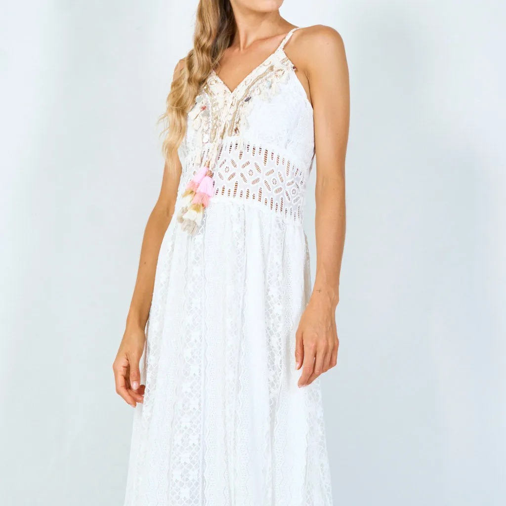 Boho embellished lace maxi dress wholesale