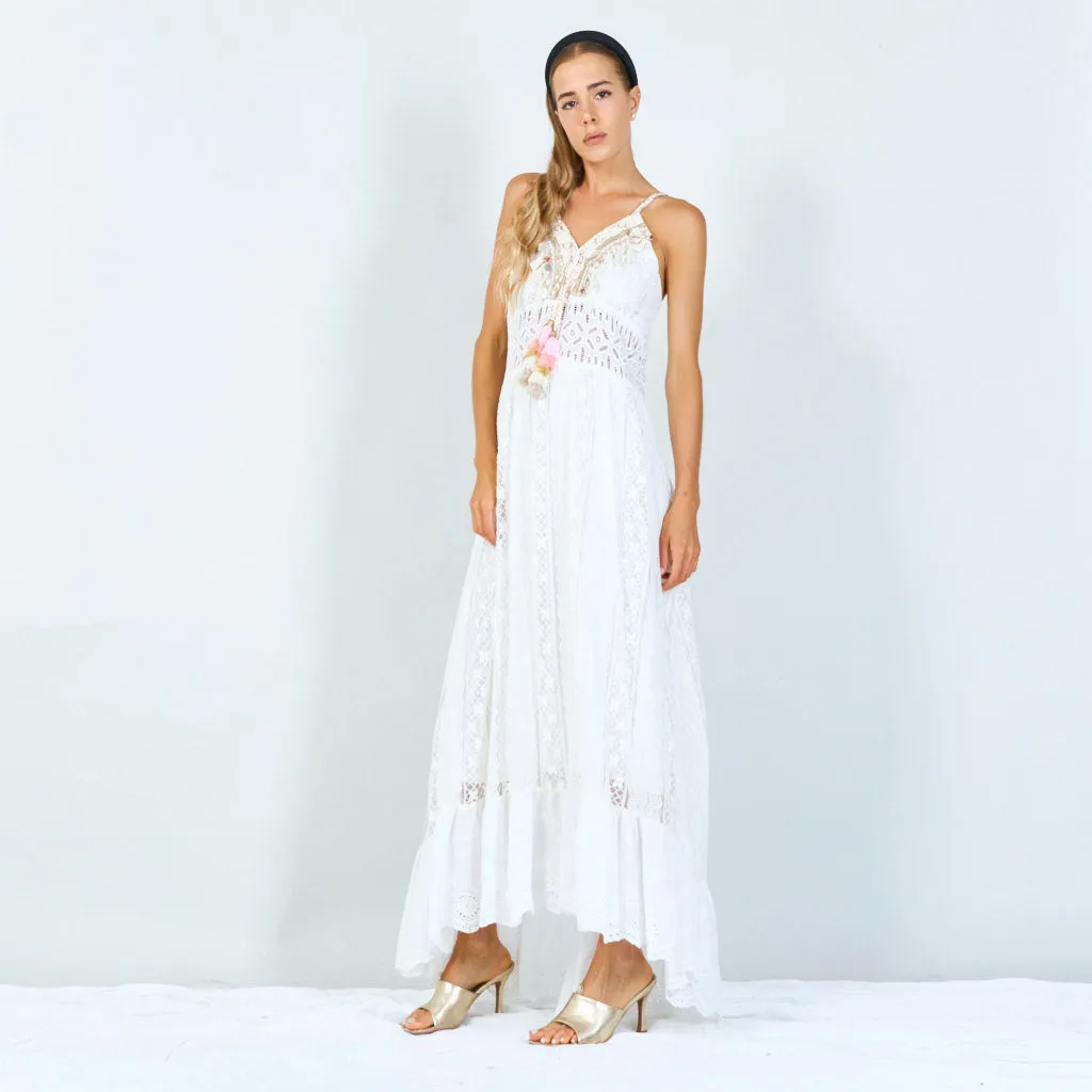 Boho embellished lace maxi dress wholesale