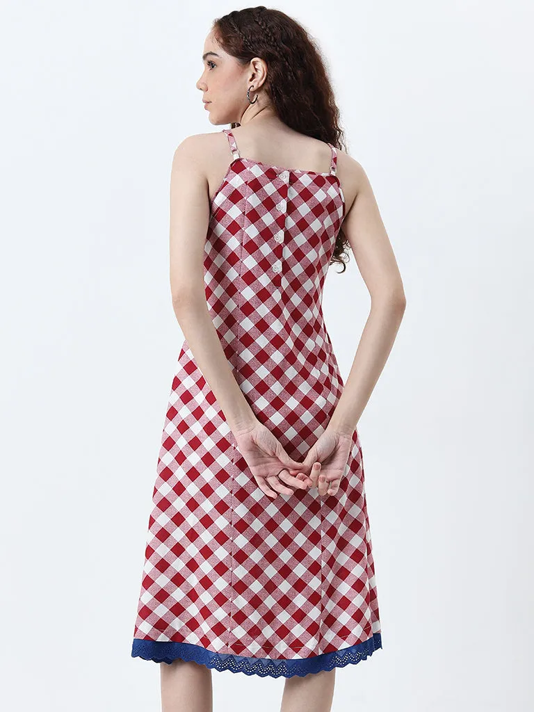 Bombay Paisley Red Checkered A-Line Dress