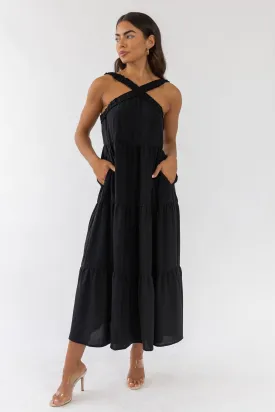 Brenna Black Halter Maxi Dress