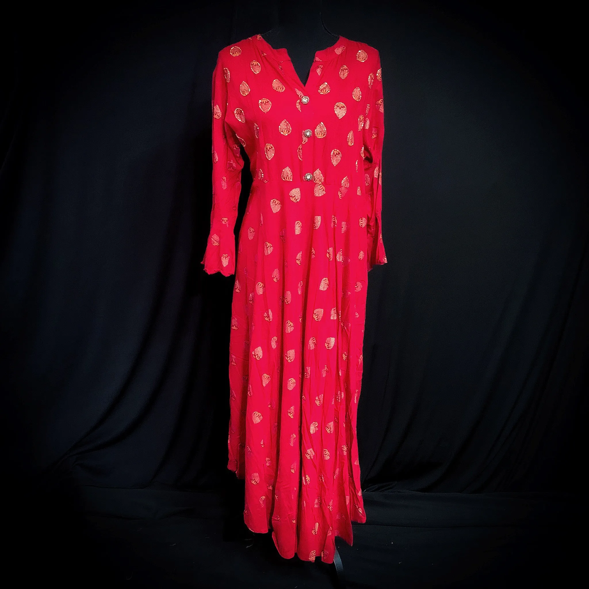 Bright and Bold Red Rayon Dress Style Kurthi