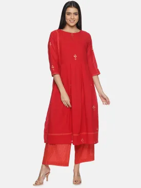 Bright Red Jari Jamdani dress