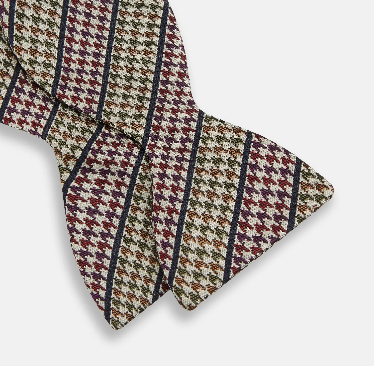 Brown Puppytooth Stripe Silk Bow Tie