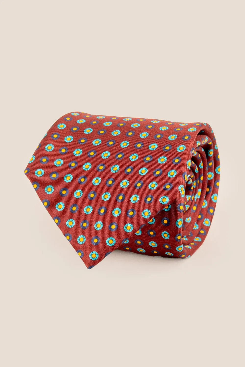 Burgundy Geometric Pattern Silk Tie