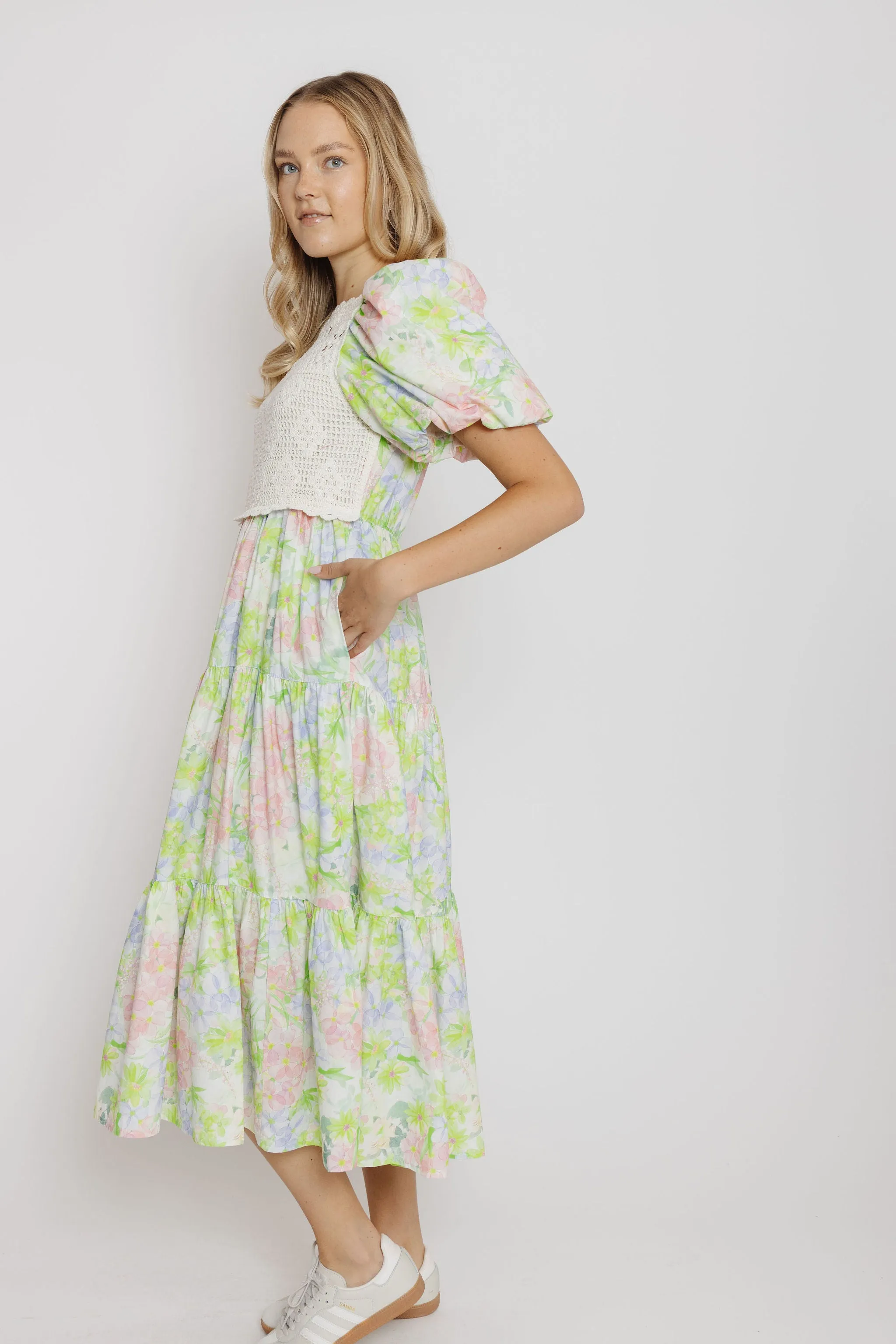 Calista Dress in Lime Multi Floral