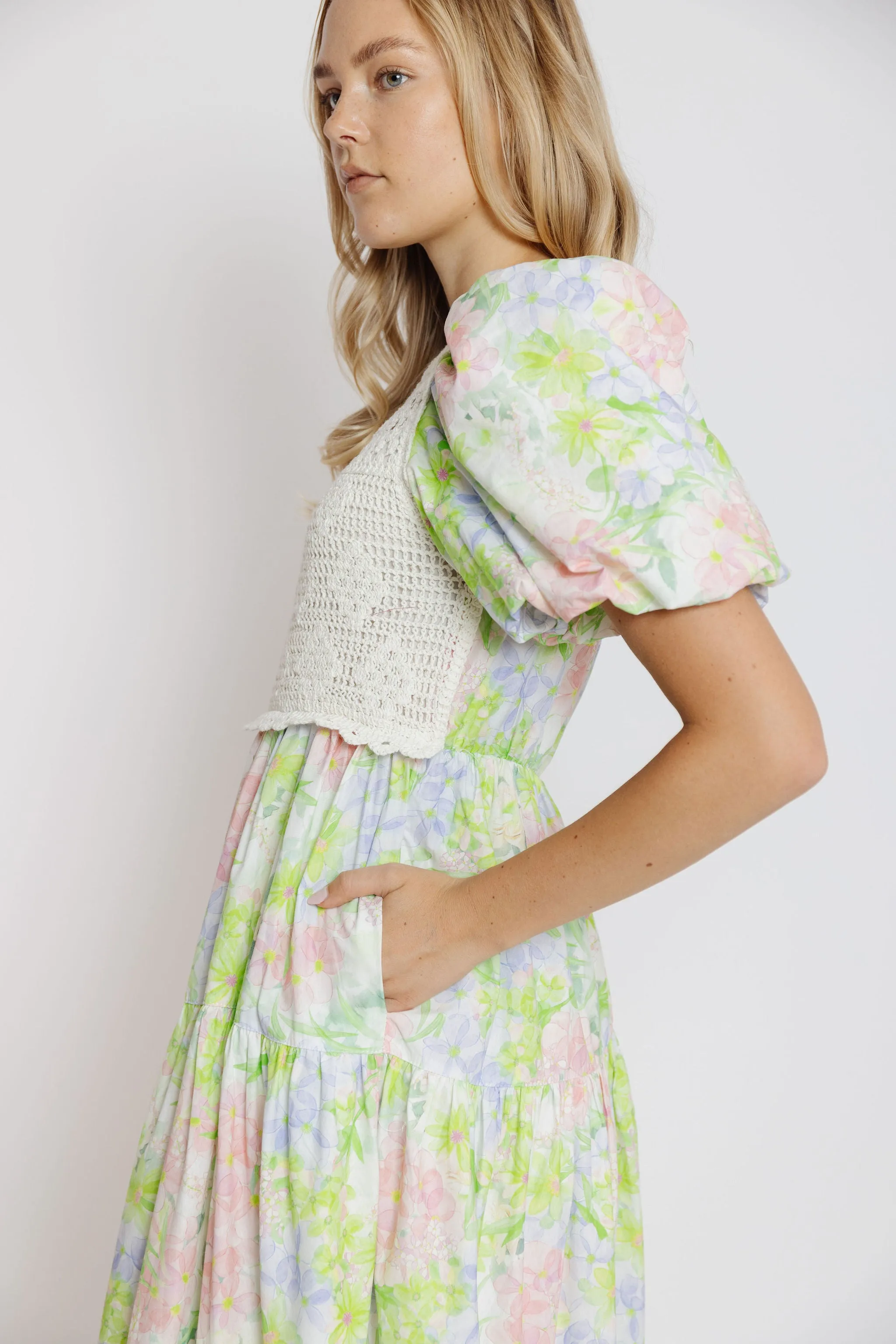 Calista Dress in Lime Multi Floral