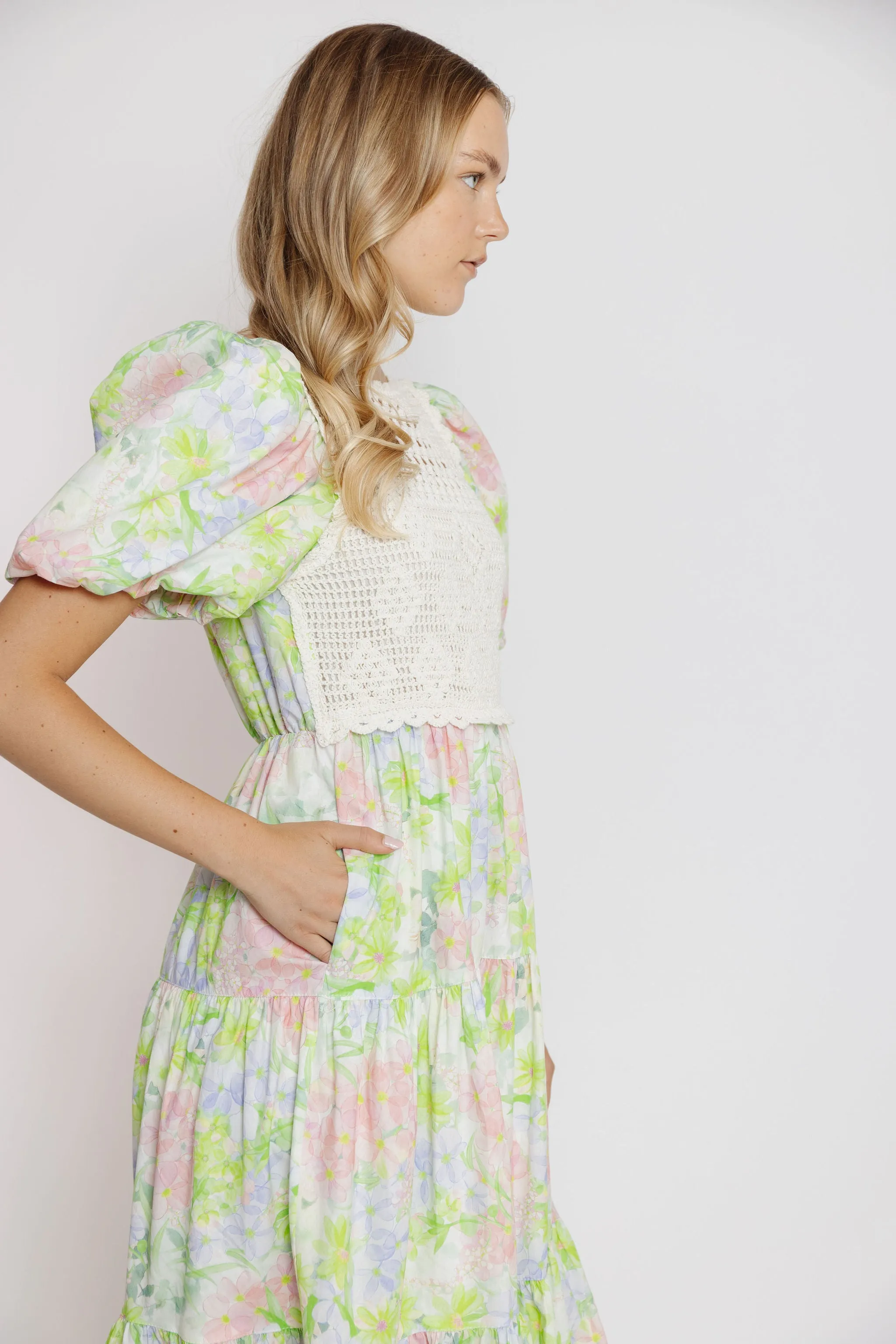 Calista Dress in Lime Multi Floral