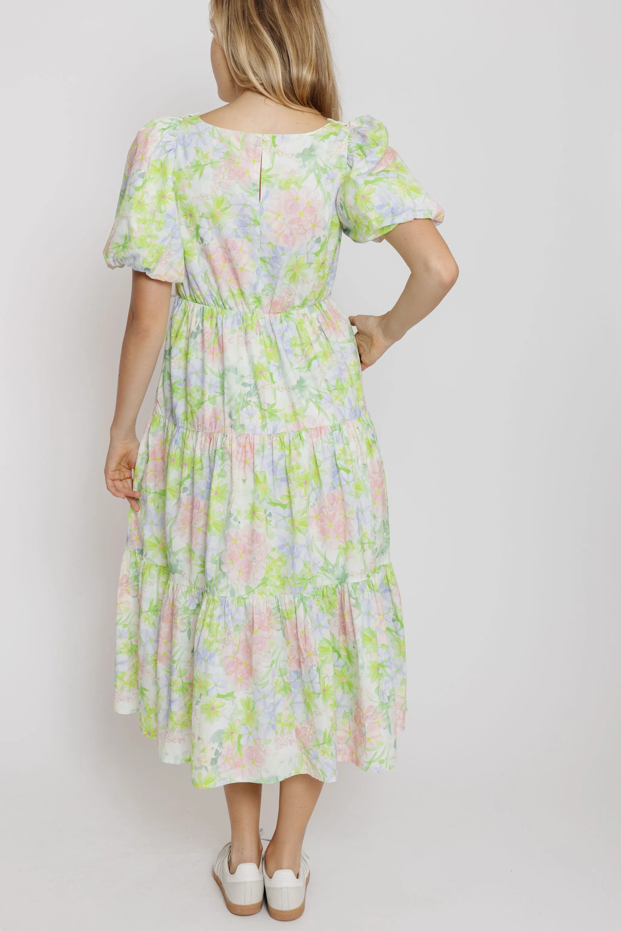 Calista Dress in Lime Multi Floral