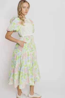 Calista Dress in Lime Multi Floral