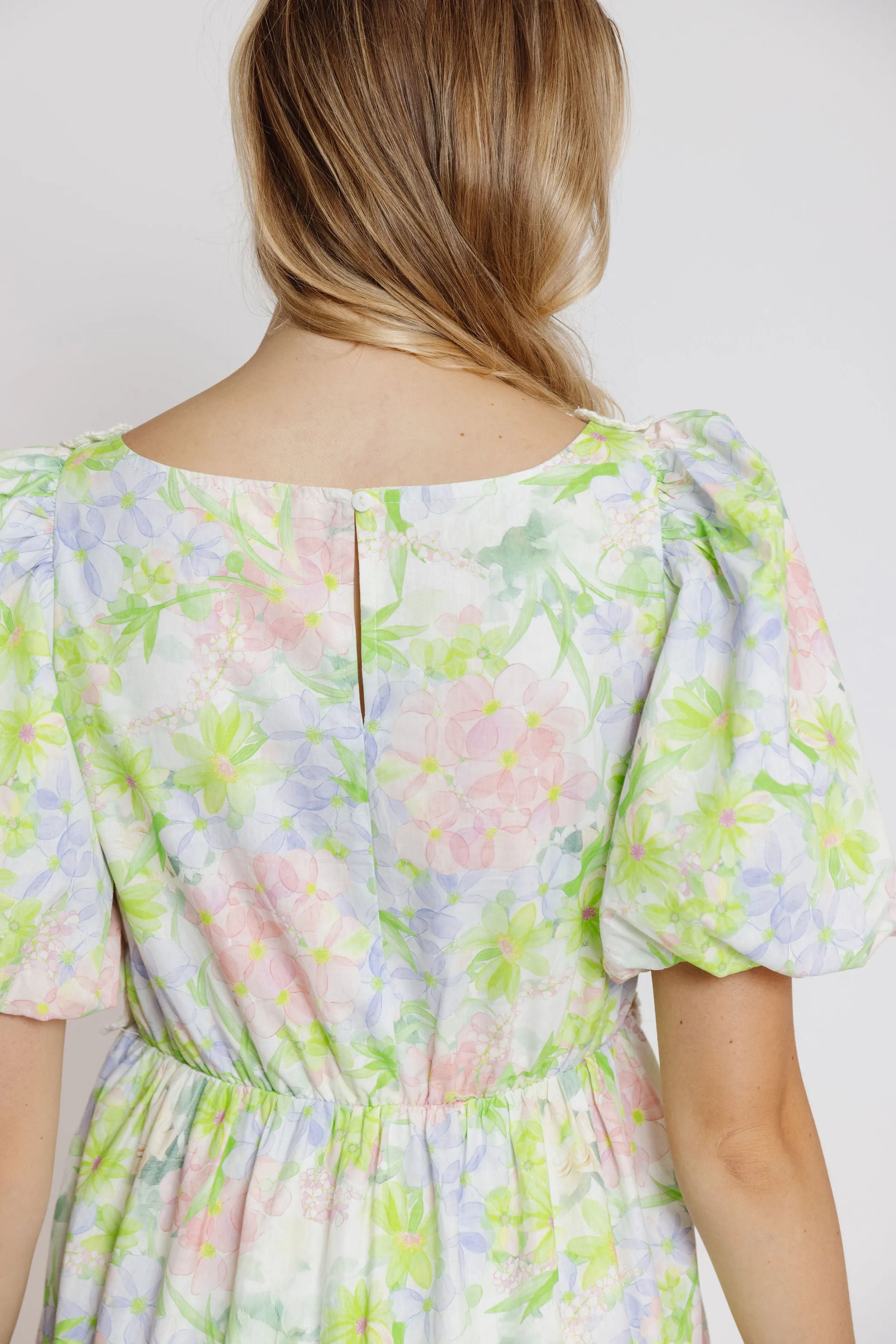 Calista Dress in Lime Multi Floral