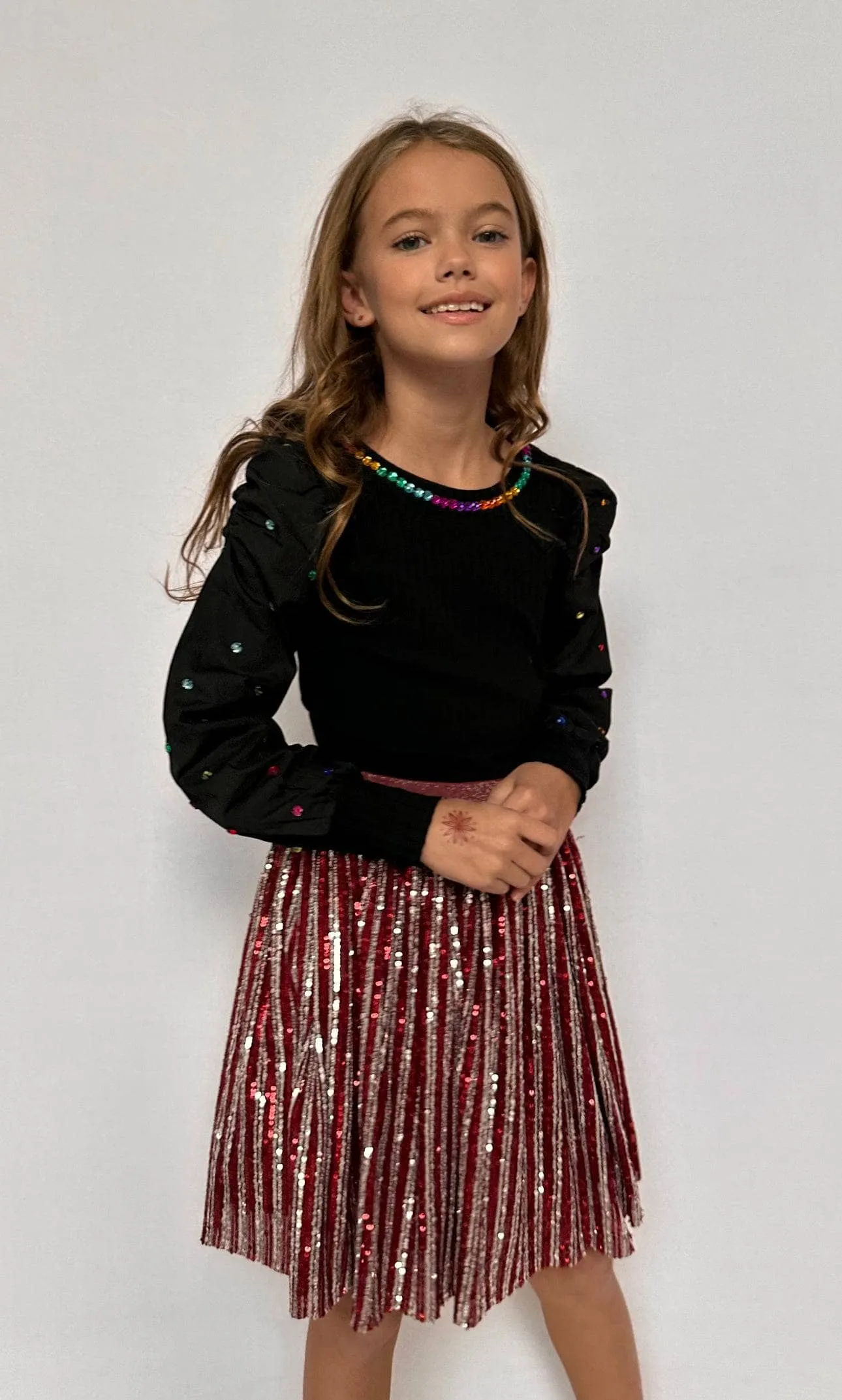 Candy Cane Sequin Striped Skirt