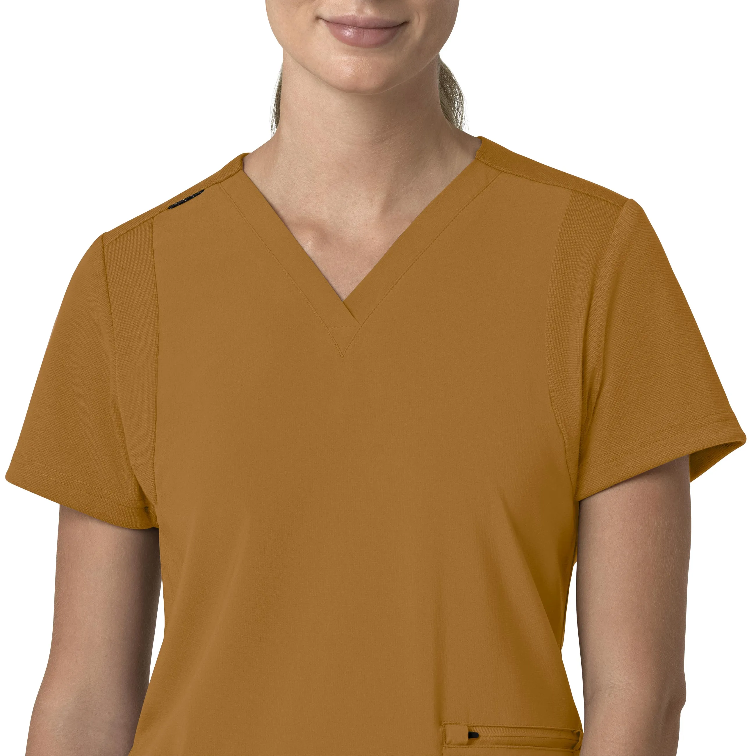 Carhartt Force Cross-Flex Women's Flex Panel V-Neck Scrub Top - Fox Brown