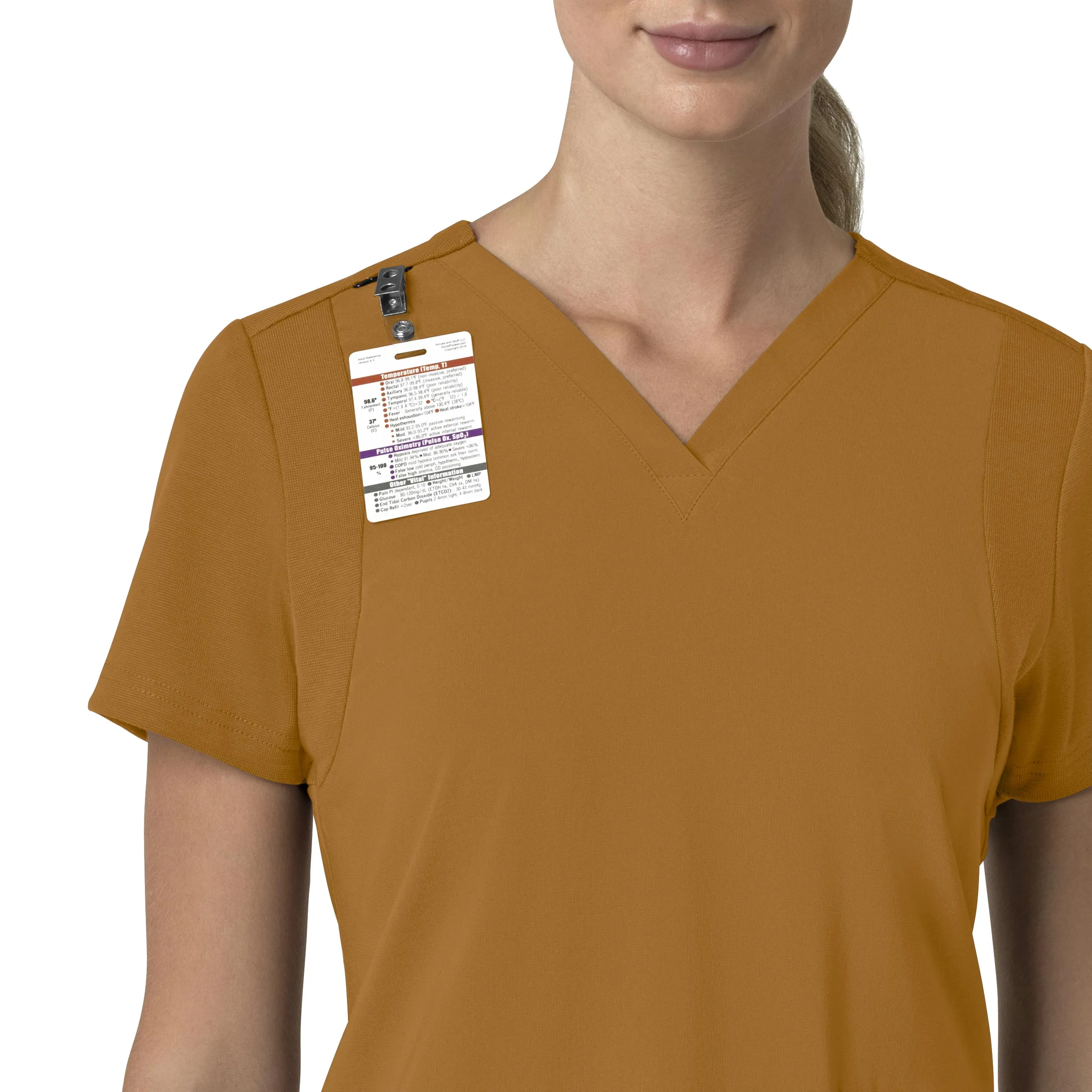 Carhartt Force Cross-Flex Women's Flex Panel V-Neck Scrub Top - Fox Brown