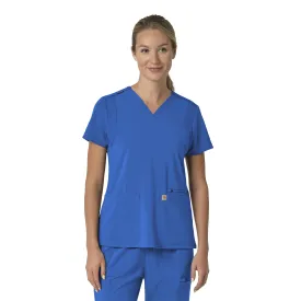 Carhartt Force Cross-Flex Women's Flex Panel V-Neck Scrub Top - Royal