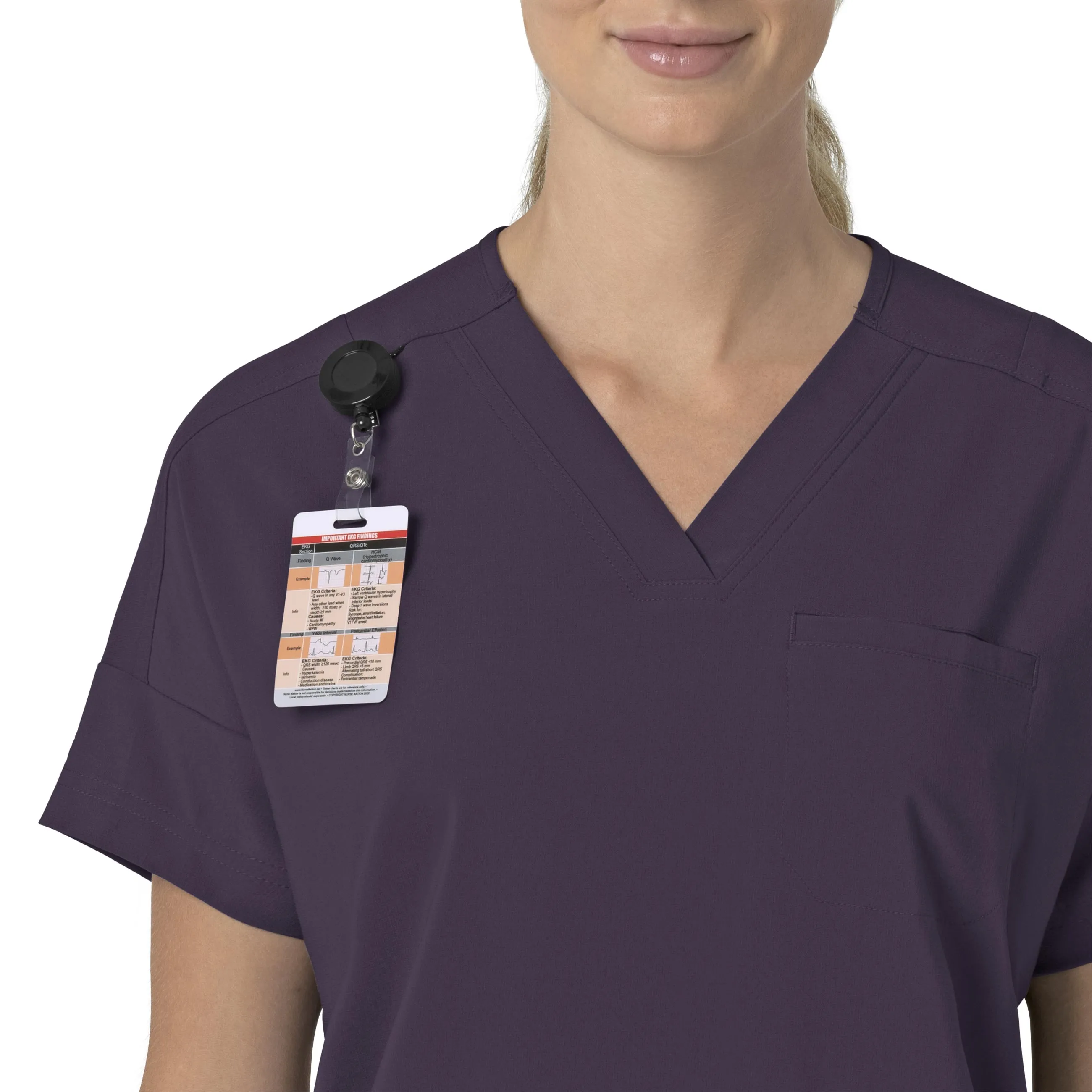 Carhartt Force Cross-Flex Women's Oversized V-Neck Scrub Top - Black Plum